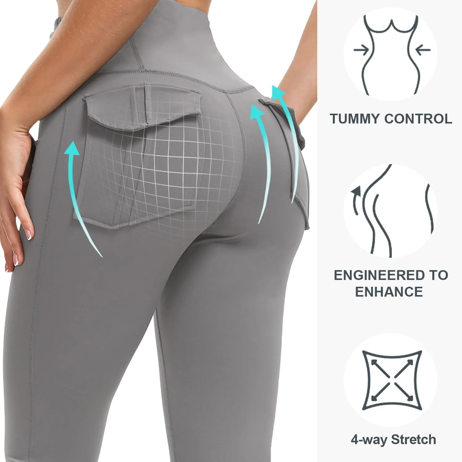 Women's Flare Leggings with Pockets High Waisted Butt Lifting No Front Seam Tummy Control Bootcut Yoga Pants for Women