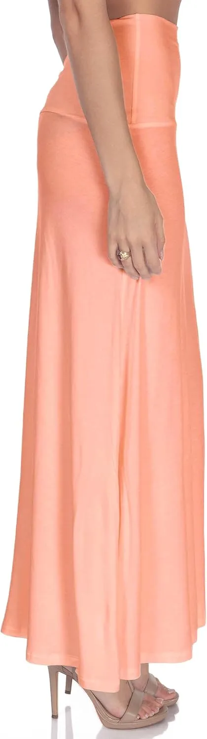Women's High Waist Casual Solid Flare Maxi Skirt (Regular and Plus Sizes)