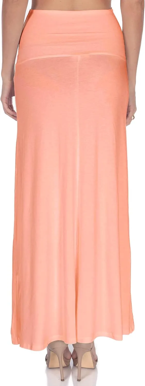 Women's High Waist Casual Solid Flare Maxi Skirt (Regular and Plus Sizes)