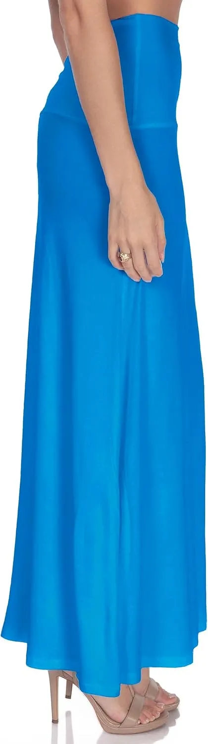Women's High Waist Casual Solid Flare Maxi Skirt (Regular and Plus Sizes)