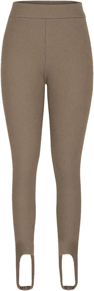 Women's High Waist Knit Yoga Stirrup Leggings Trendy Tummy Control Stretch Gym Trouser Workout Running Tights Pants