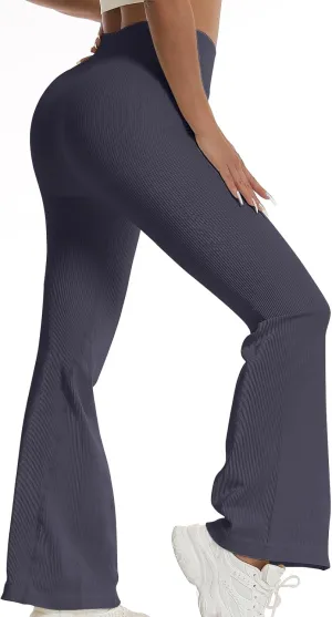 Women's High Waisted Flare Leggings, Bootcut Yoga Pants with Hip-Lifting, Tummy Control Wide Leg Workout Pants