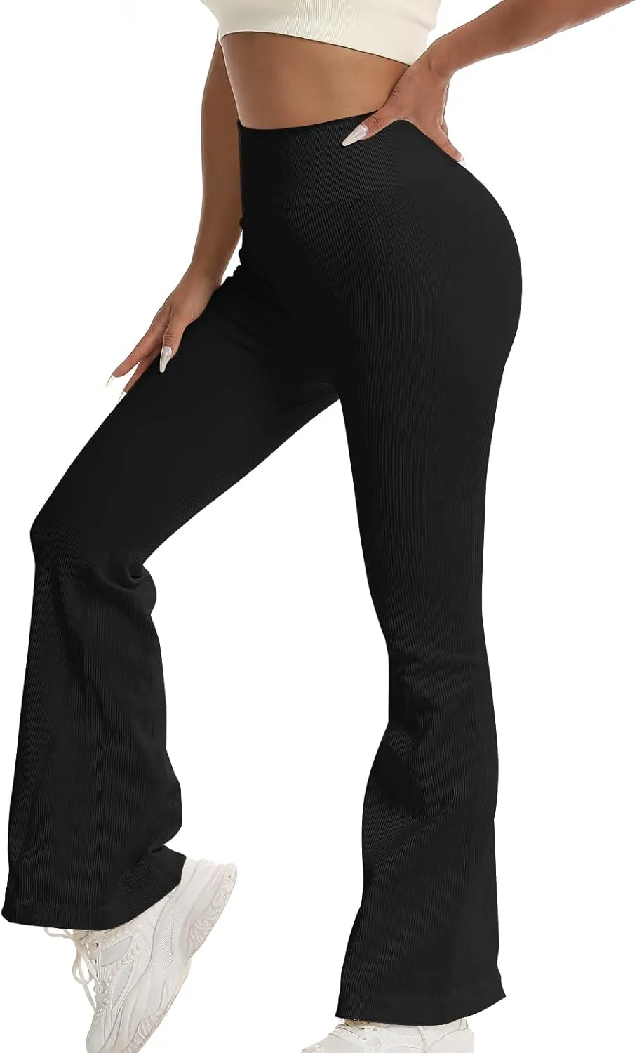 Women's High Waisted Flare Leggings, Bootcut Yoga Pants with Hip-Lifting, Tummy Control Wide Leg Workout Pants