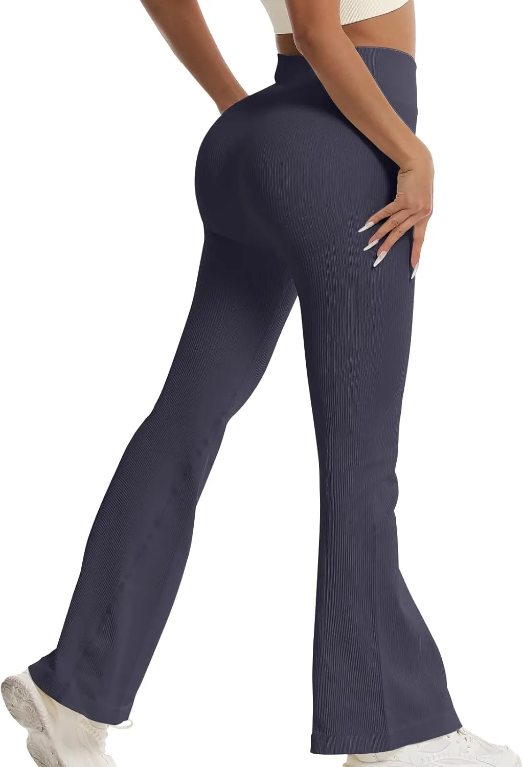 Women's High Waisted Flare Leggings, Bootcut Yoga Pants with Hip-Lifting, Tummy Control Wide Leg Workout Pants