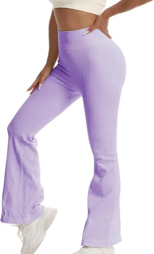 Women's High Waisted Flare Leggings, Bootcut Yoga Pants with Hip-Lifting, Tummy Control Wide Leg Workout Pants
