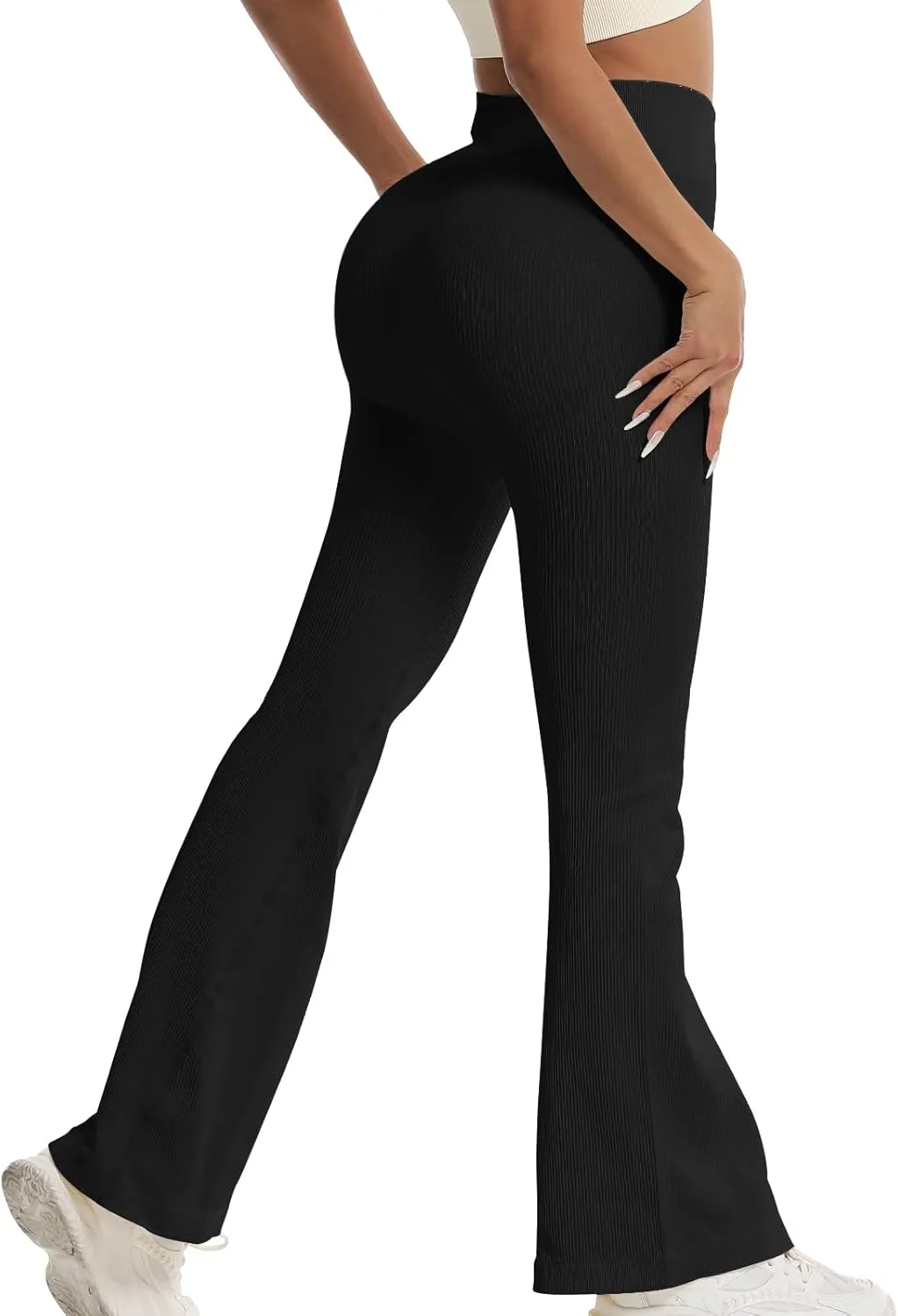 Women's High Waisted Flare Leggings, Bootcut Yoga Pants with Hip-Lifting, Tummy Control Wide Leg Workout Pants