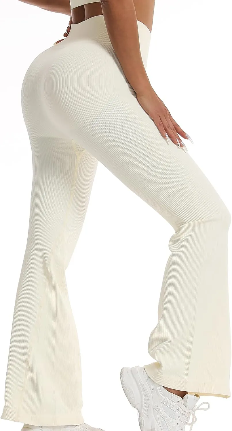 Women's High Waisted Flare Leggings, Bootcut Yoga Pants with Hip-Lifting, Tummy Control Wide Leg Workout Pants