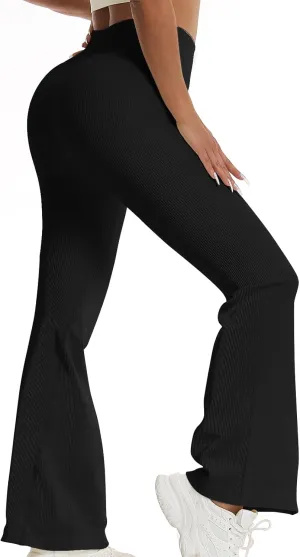 Women's High Waisted Flare Leggings, Bootcut Yoga Pants with Hip-Lifting, Tummy Control Wide Leg Workout Pants