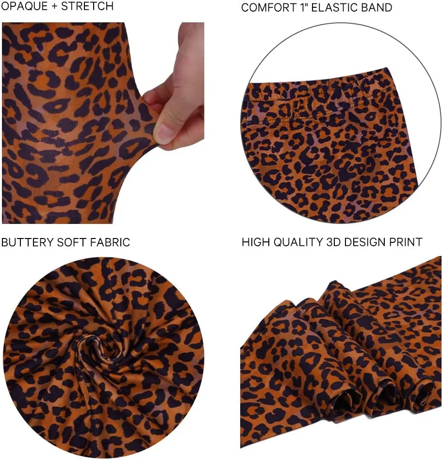 Women's Leopard Printed Leggings Animal Skin Brushed Buttery Soft Tights