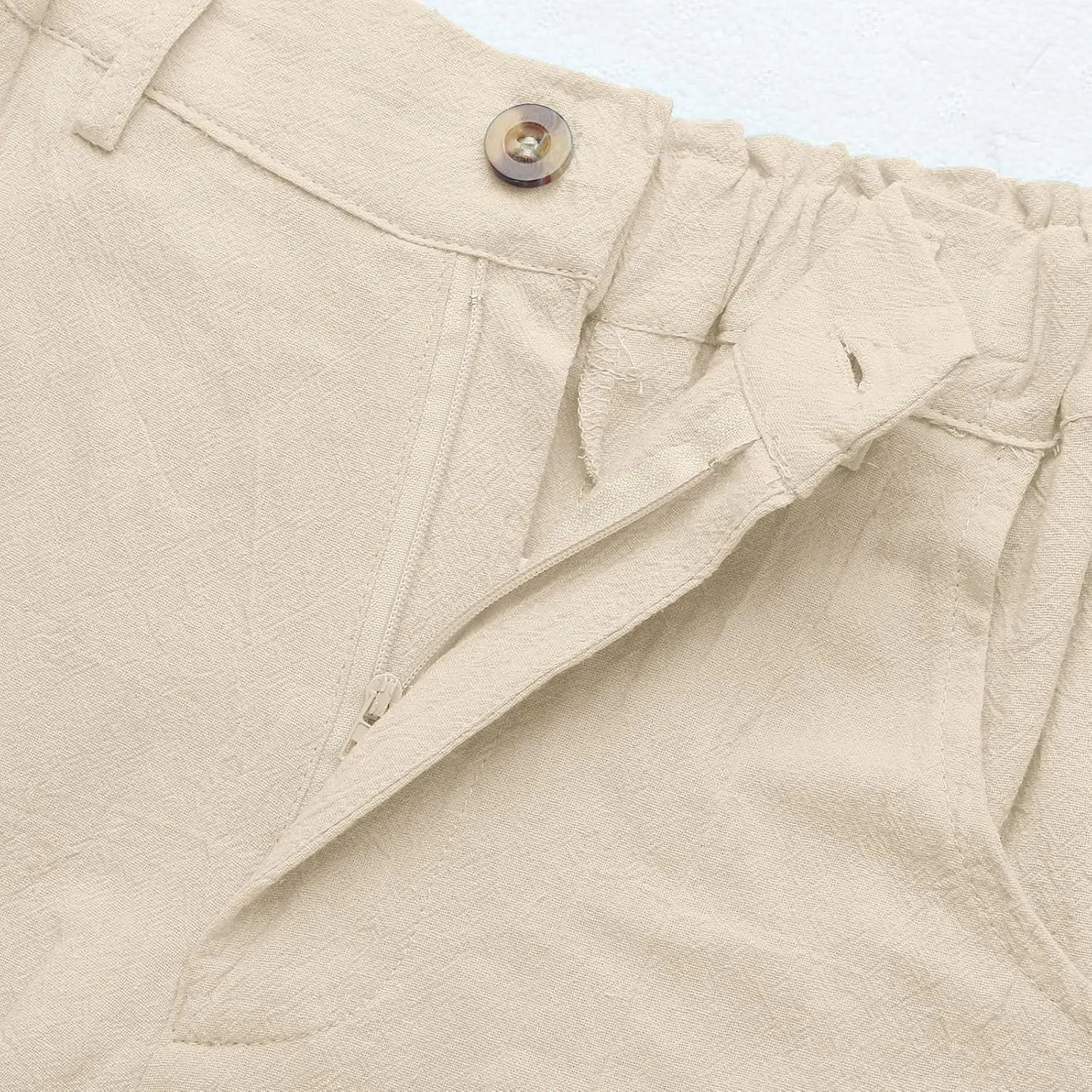 Women's Linen Summer Loose Pant Trousers High Waist Wide Leg Slim Fit Pants Beach