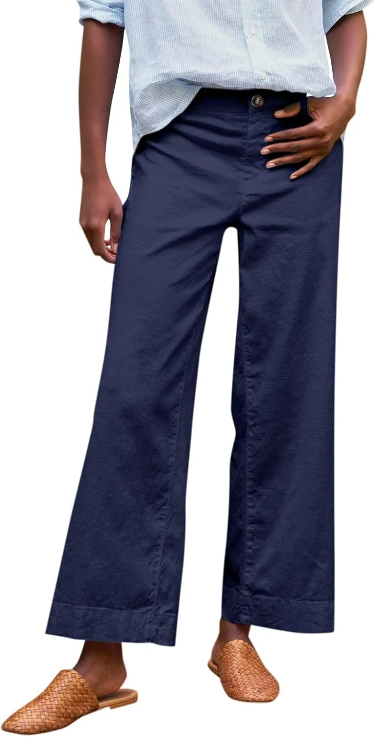 Womens Pants, Plus Size Linen Straight Leg Peasant Pants Casual Lounge 2025