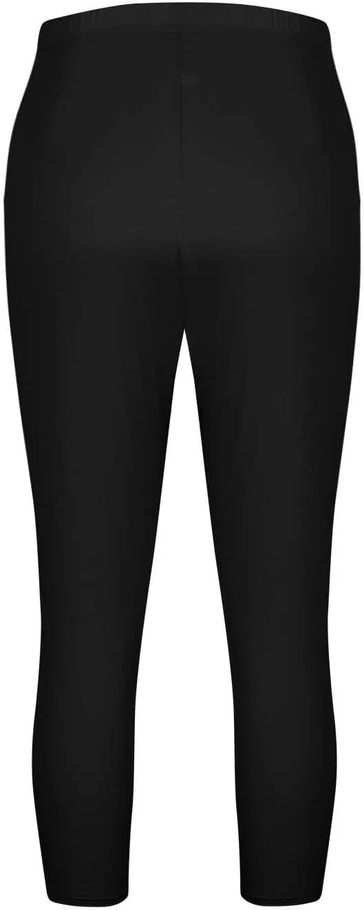 Womens Plus Size Capri Leggings Elastic High Waist Yoga Cropped Pants Tummy Control Oversized Capris Ladies Outfits