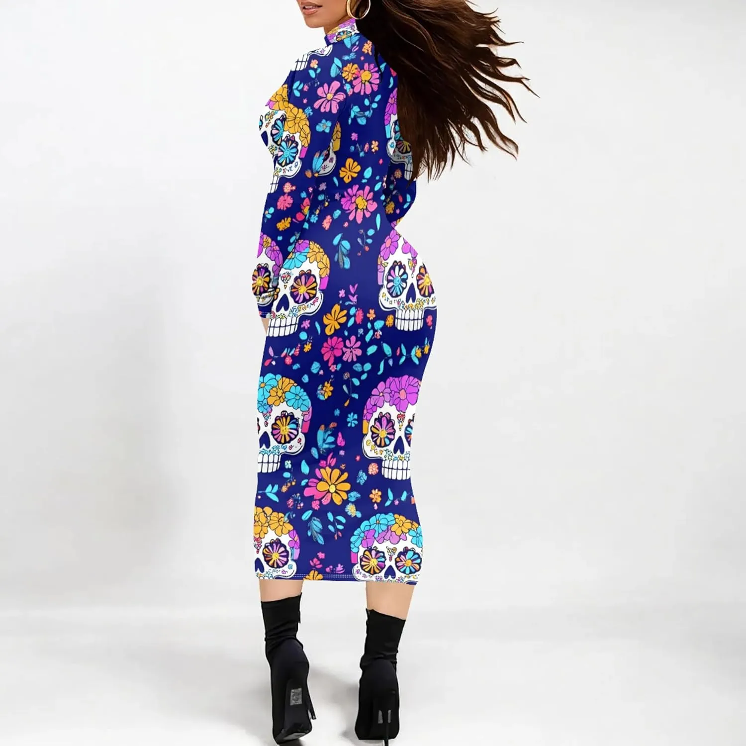 Women's Plus Size Dresses Curvy Women Sexy Tight Long Sleeve Party Bodycon Casual Midi Elegant Basic Pencil Cocktail Dress