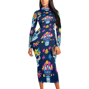 Women's Plus Size Dresses Curvy Women Sexy Tight Long Sleeve Party Bodycon Casual Midi Elegant Basic Pencil Cocktail Dress