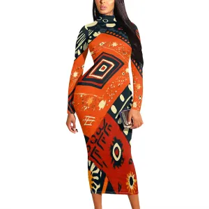 Women's Plus Size Dresses Curvy Women Sexy Tight Long Sleeve Party Bodycon Casual Midi Elegant Basic Pencil Cocktail Dress