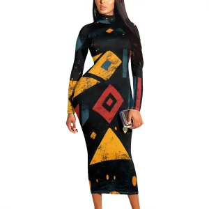 Women's Plus Size Dresses Curvy Women Sexy Tight Long Sleeve Party Bodycon Casual Midi Elegant Basic Pencil Cocktail Dress