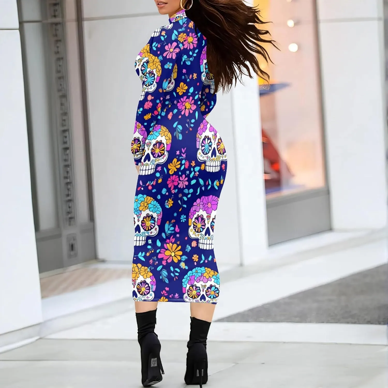 Women's Plus Size Dresses Curvy Women Sexy Tight Long Sleeve Party Bodycon Casual Midi Elegant Basic Pencil Cocktail Dress