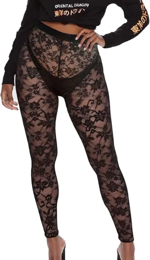 Women's Sexy See Through Sheer Mesh Pants Leggings High Waist Casual Sweatpants Tights