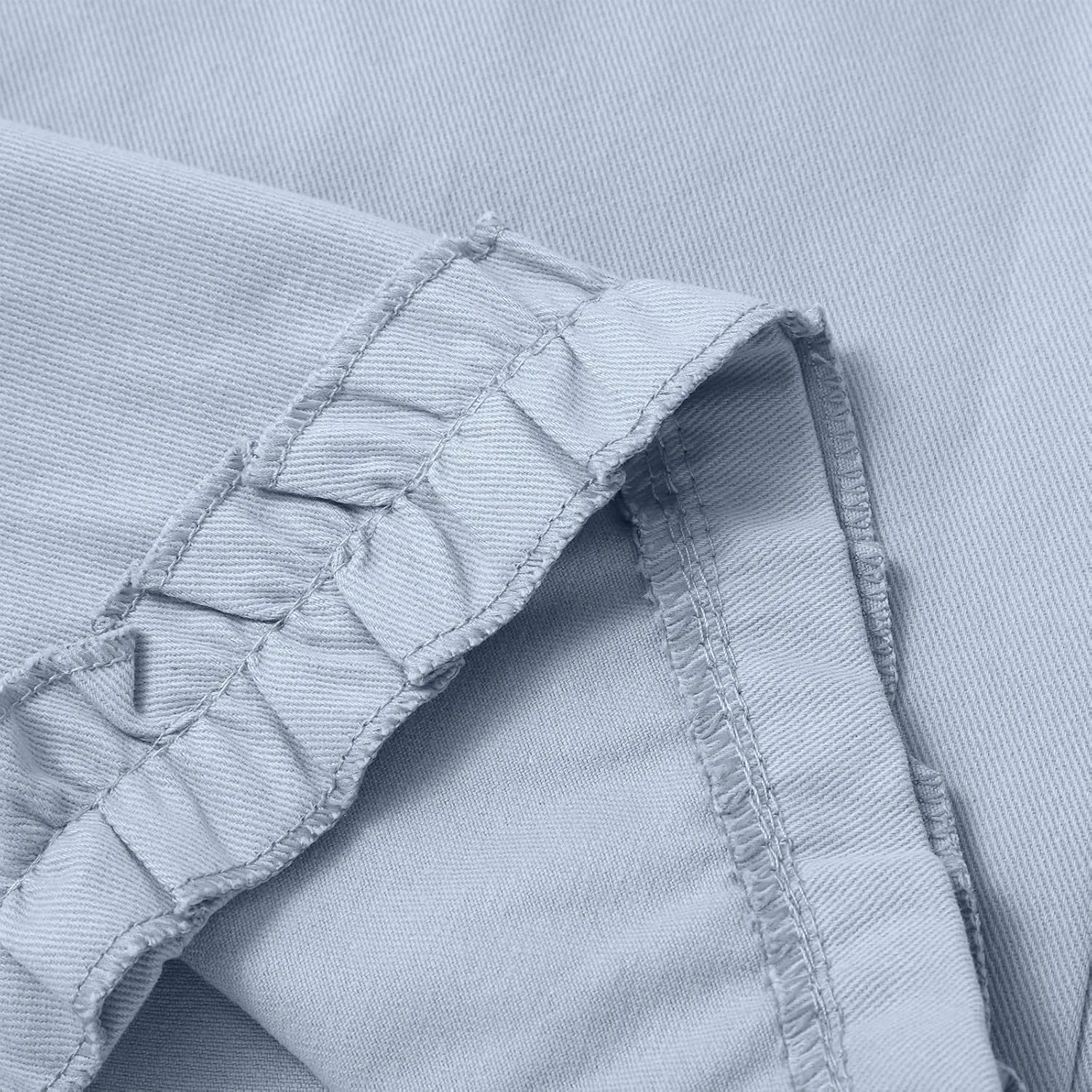 Women's Solid Cotton Linen Straight Pants Lace Ruffle Casual Trouser with Pockets Summer Vintage Elastic Waist Flowy Pants