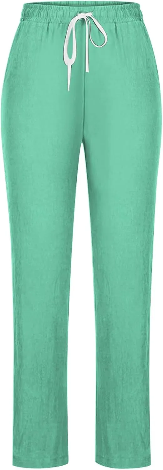 Women's Stretchy Wide Leg Palazzo Winter Flowy Yoga Slacks with Pockets Flare Leggings High Waisted
