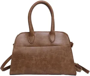Womens Tote Bag Faux Leather Top Handle Bag Retro Shoulder Satchel with Straps for Women(Khaki)