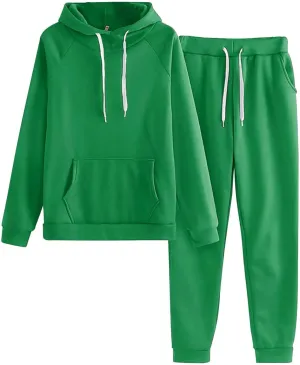 Women's Two Piece Tracksuit Fall Long Sleeve Crewneck Loose Plus Sweatshirt Wide Leg Sweatpant
