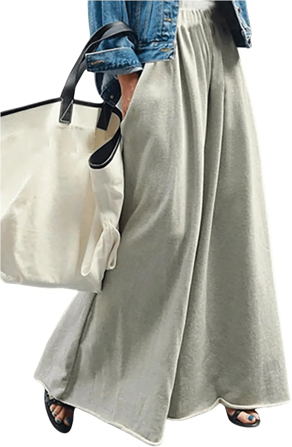 Women's Wide Leg Sweatpants High Elastic Waist Flowy Palazzo Pants Loose Baggy Pants Trendy