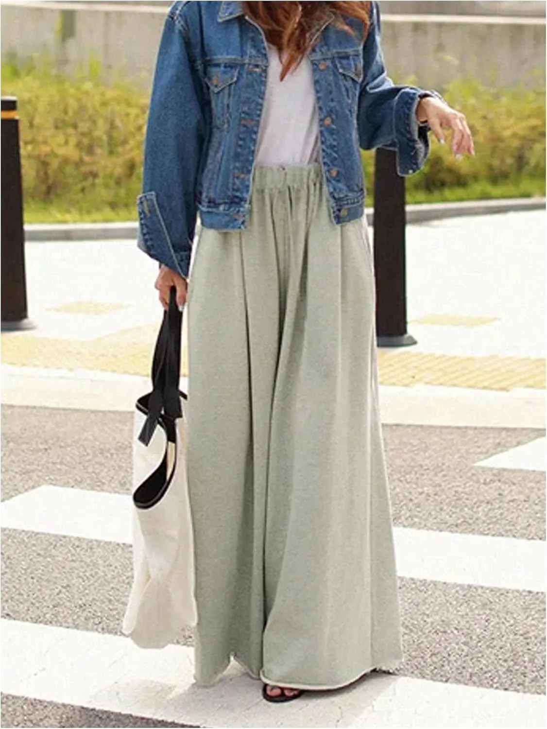 Women's Wide Leg Sweatpants High Elastic Waist Flowy Palazzo Pants Loose Baggy Pants Trendy