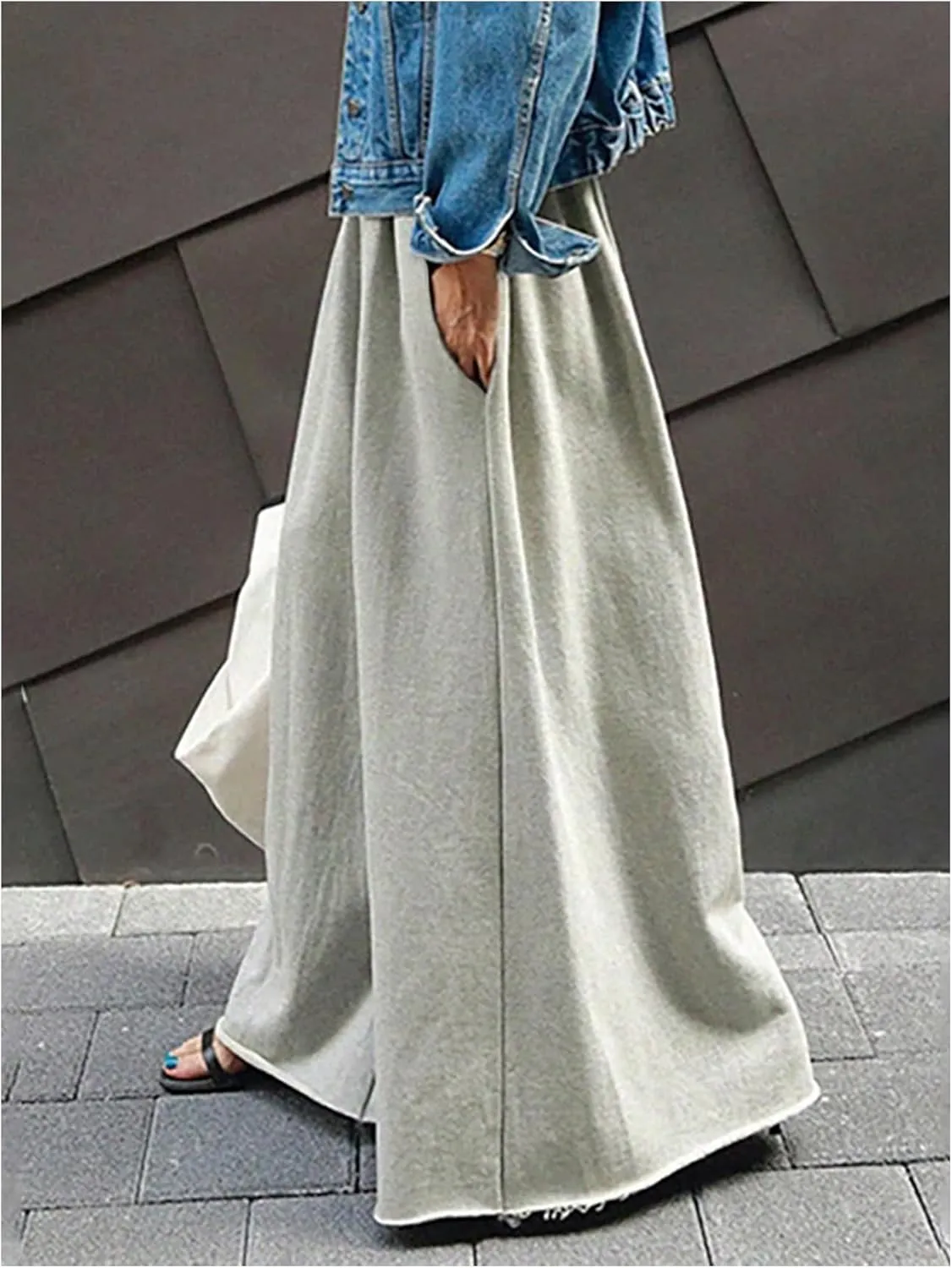 Women's Wide Leg Sweatpants High Elastic Waist Flowy Palazzo Pants Loose Baggy Pants Trendy