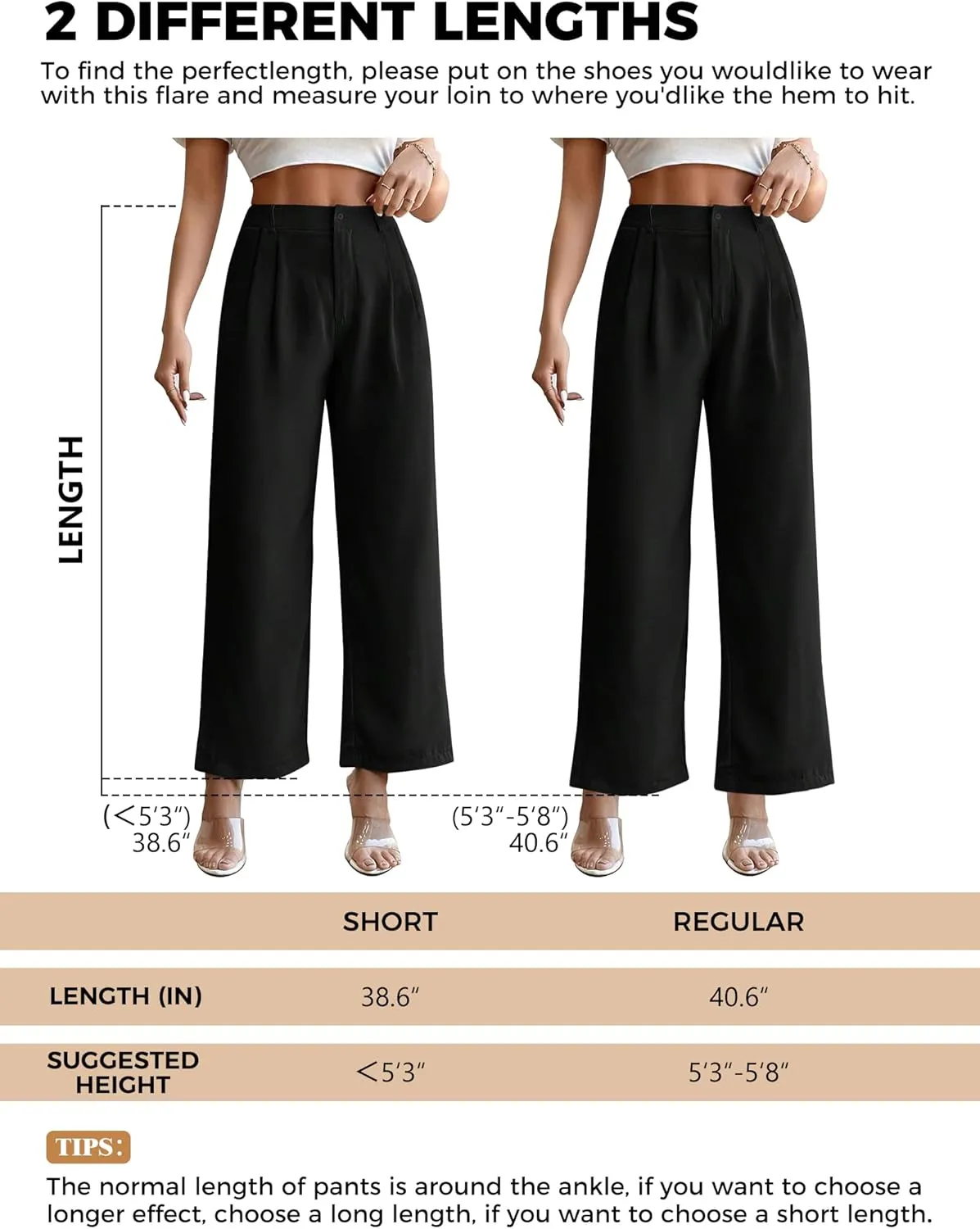 Women's Wide Straight Leg Pants in The Back Business Work Long Casual Pants