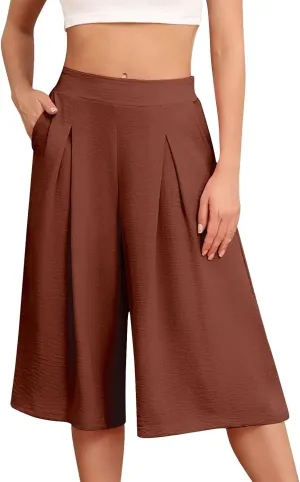 Womens' Yoga Pants with Pockets Tummy Control High Waist Flare Crop Waist Casual Palazzo Trousers 2025 Capris
