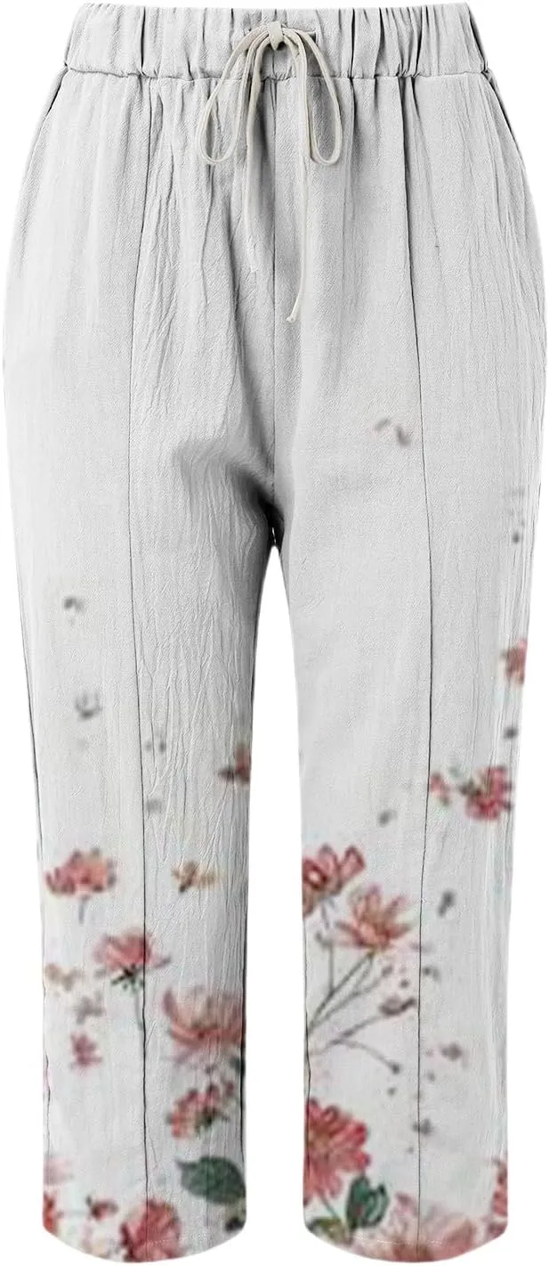 Workout Leggings for Women Casual Drawstring Pants Cotton Linen Pants Casual 2025 Women's Bottoms Womens Workout