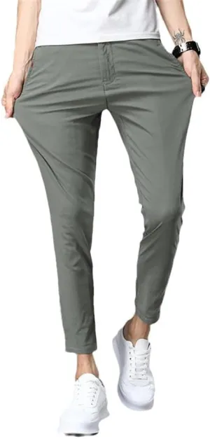 Xingfenly Spring Summer Casual Pants Men Cotton Slim Fit Chinos Ankle-Length Trousers Male Clothing