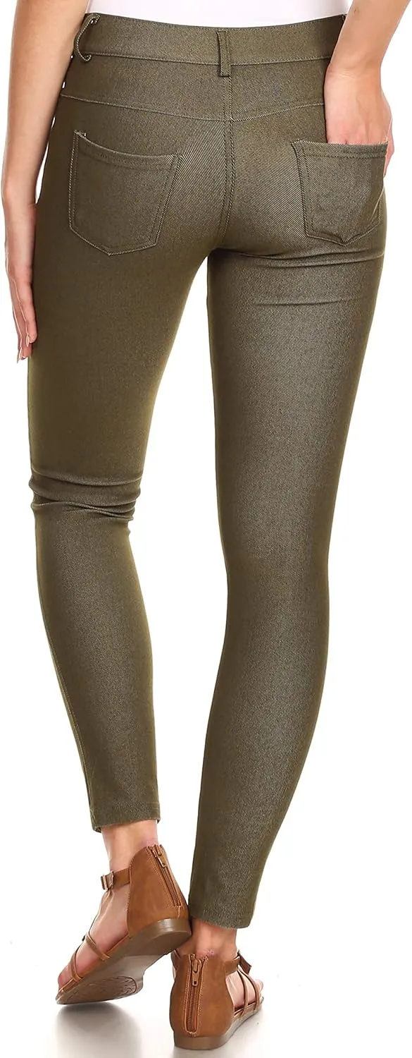 YELETE Women's Basic Five Pocket Stretch Jegging Tights Pants