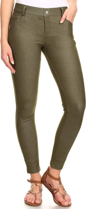 YELETE Women's Basic Five Pocket Stretch Jegging Tights Pants