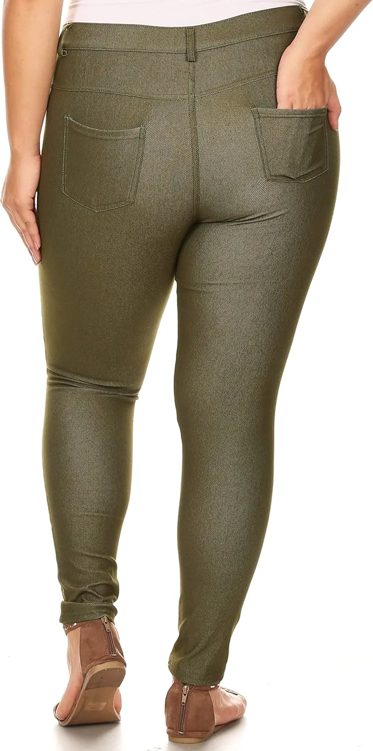 YELETE Women's Basic Five Pocket Stretch Jegging Tights Pants