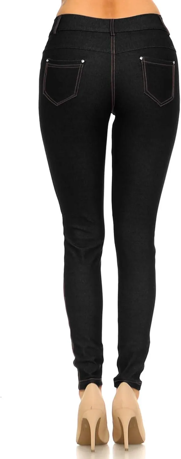 YELETE Women's Basic Five Pocket Stretch Jegging Tights Pants