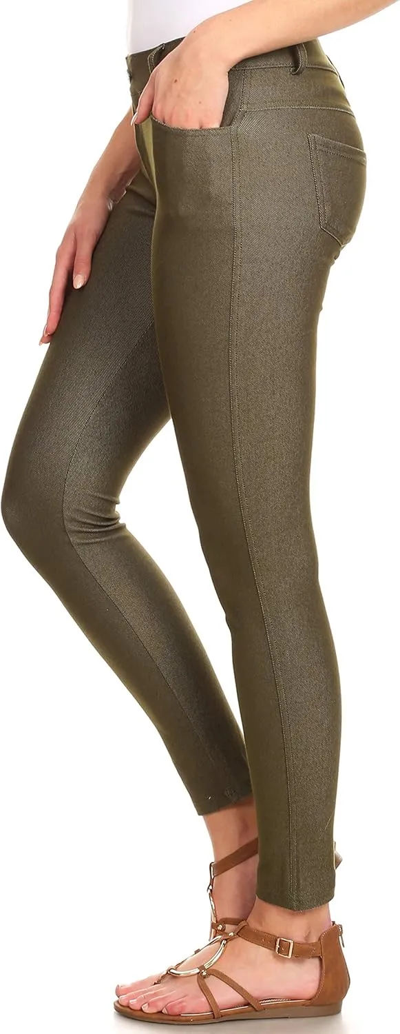 YELETE Women's Basic Five Pocket Stretch Jegging Tights Pants