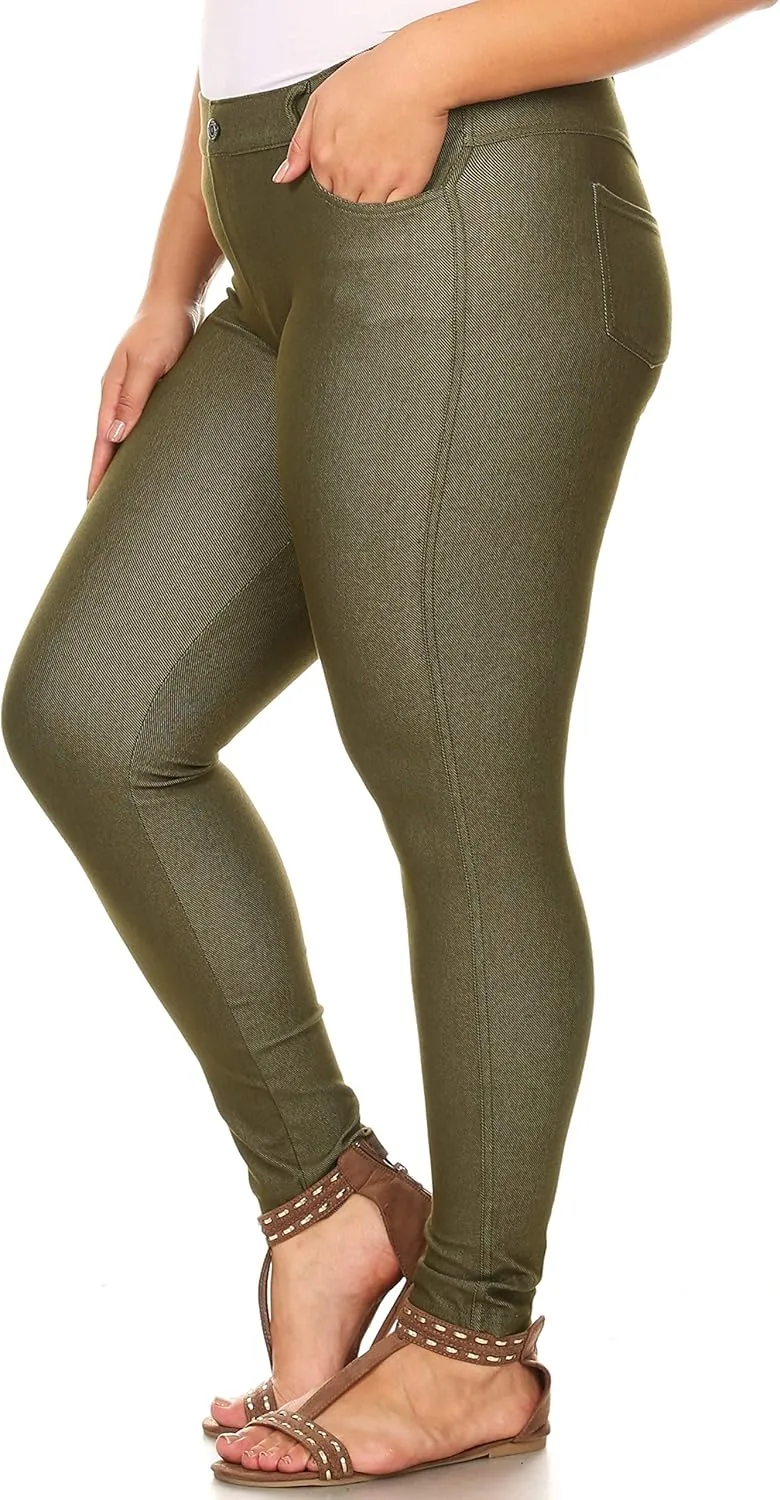 YELETE Women's Basic Five Pocket Stretch Jegging Tights Pants