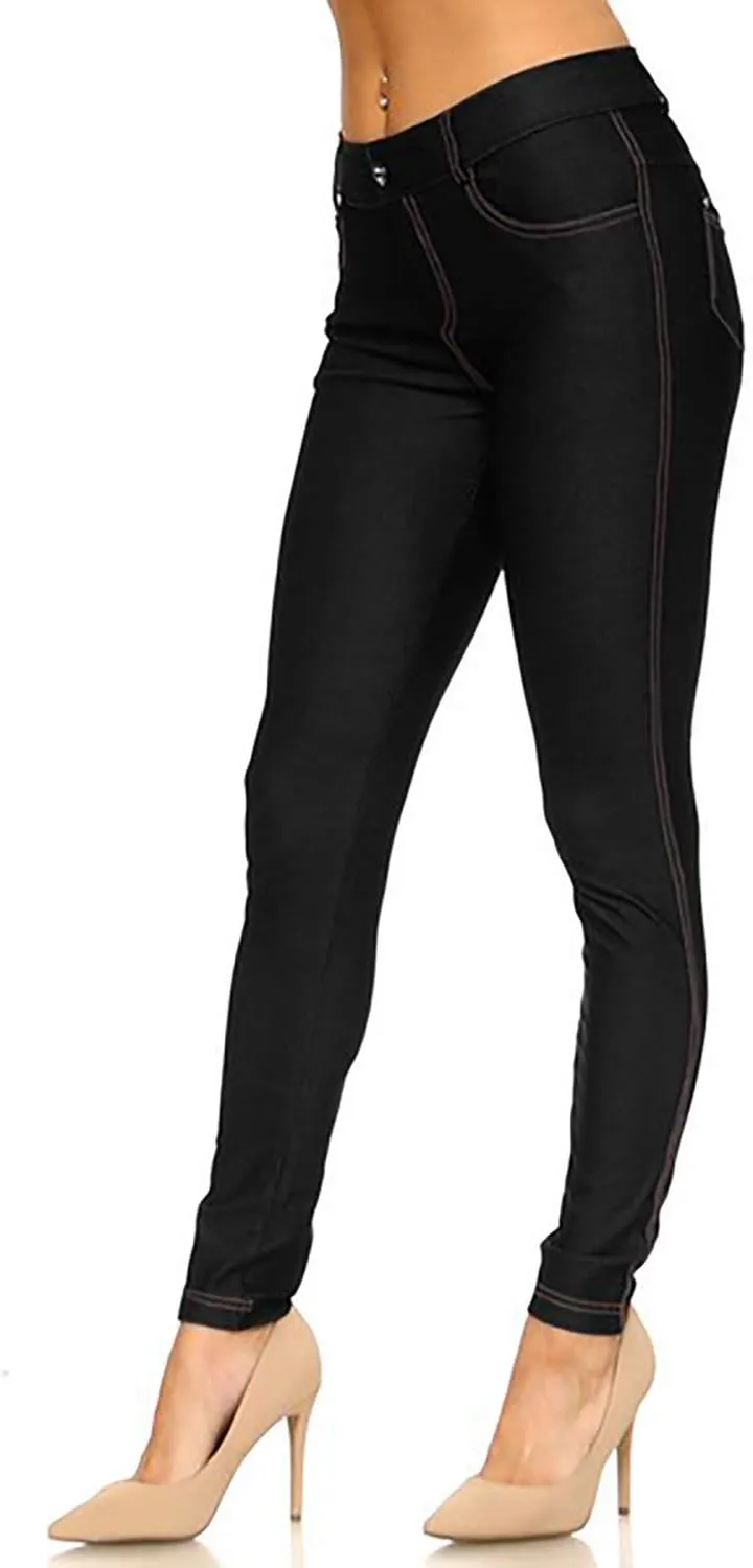 YELETE Women's Basic Five Pocket Stretch Jegging Tights Pants