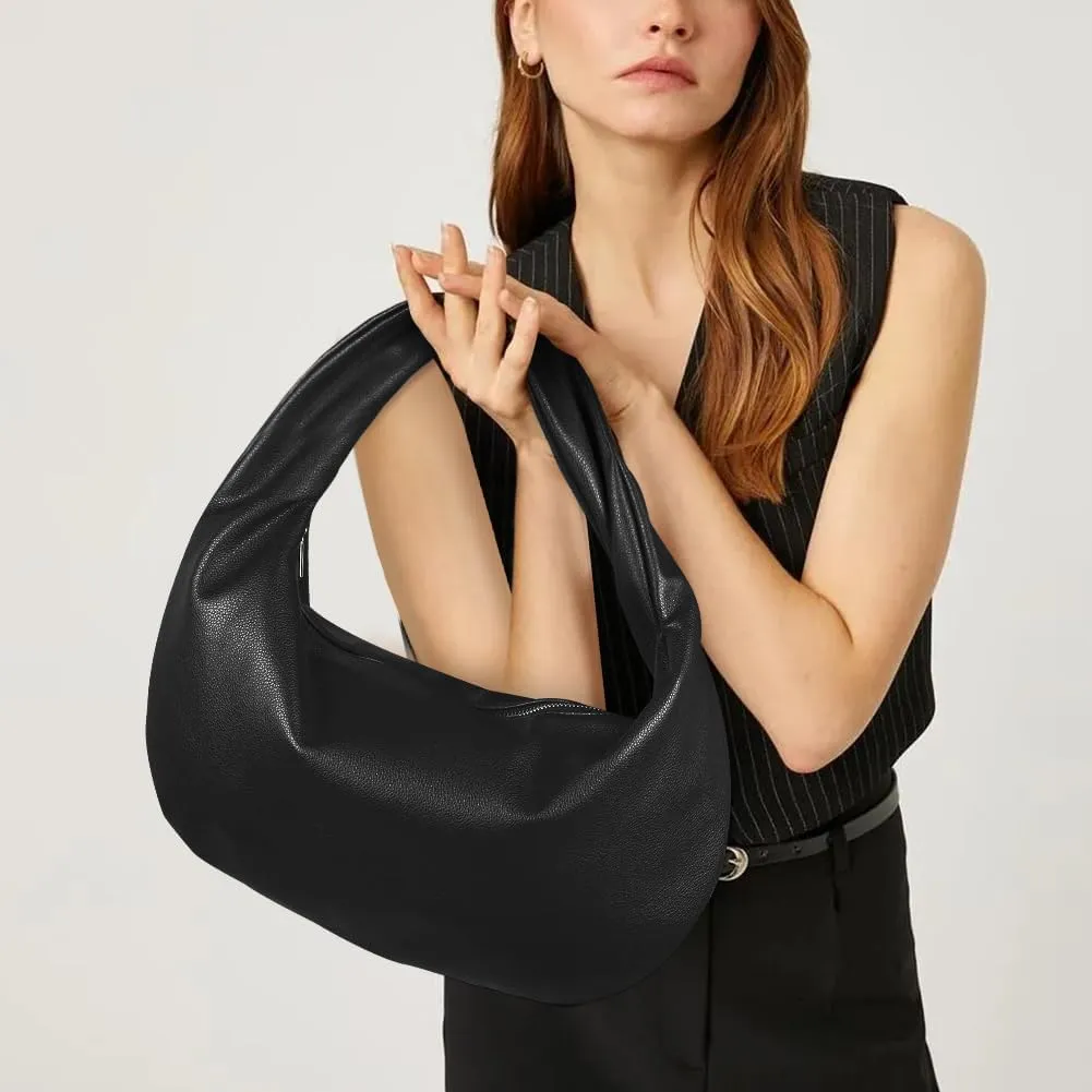 YFGBCX Hobo Bags for Women Slouchy Small Tote Bag Soft Leather Handbag Black Shoulder Bag Burgundy Red Purse
