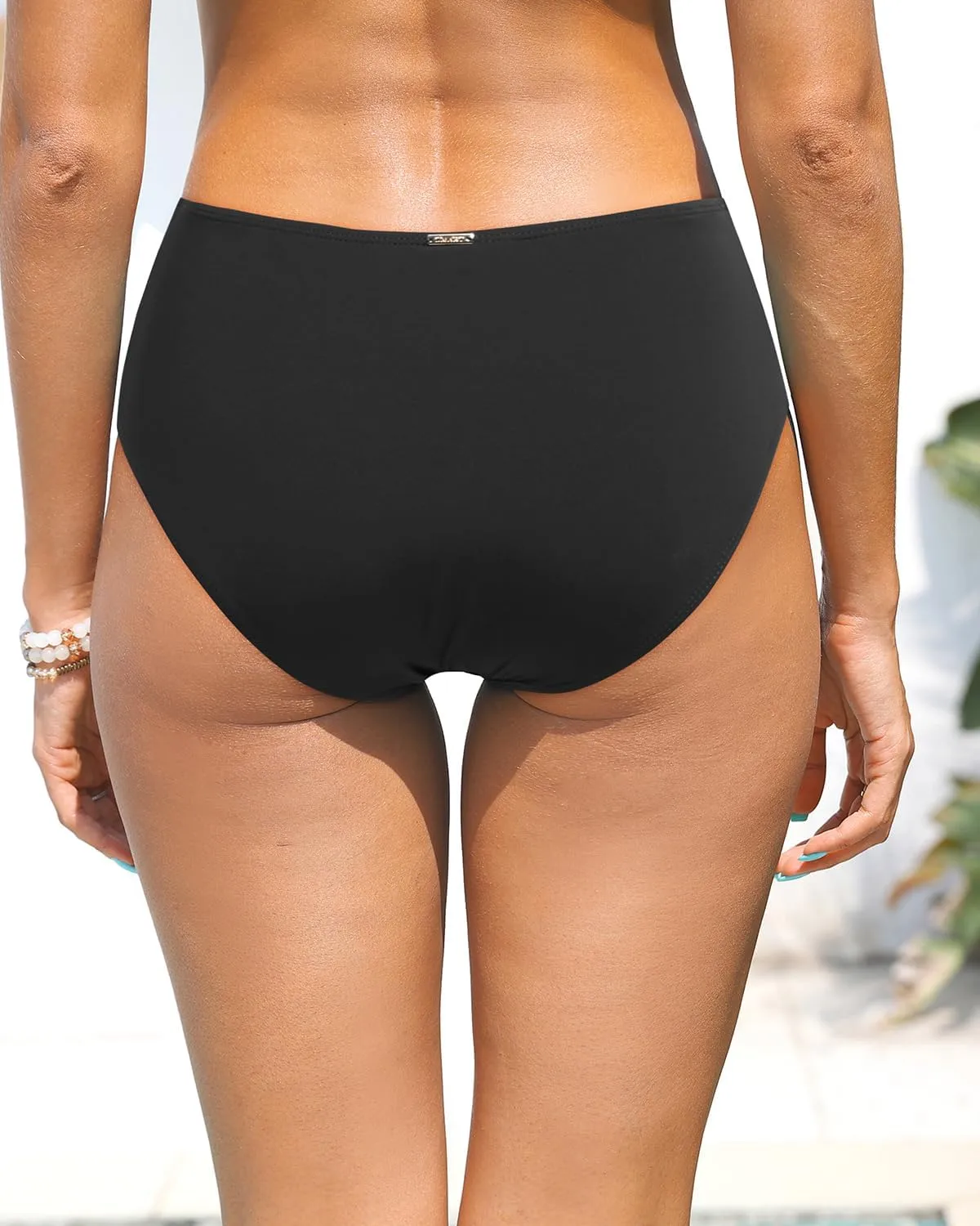 Zmart Women High Waist Bikini Bottoms - Full Coverage Ruched Bathing Suit Swim Bottom Swimsuits Swimwear