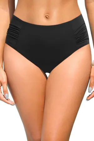 Zmart Women High Waist Bikini Bottoms - Full Coverage Ruched Bathing Suit Swim Bottom Swimsuits Swimwear